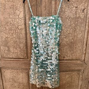 Mac Duggal Light Green/ blue holiday Dress